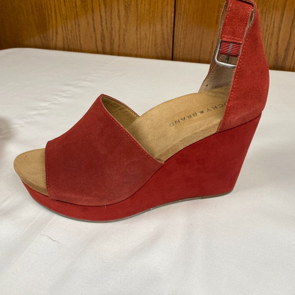 Lucky Brand Yemisa Wedge Sandals Women's 9 Red - Picture 7 of 10